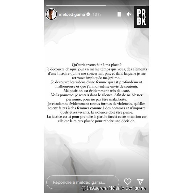 Mélanie Dedigama s'exprime après les accusations de violences contre Julien Bert