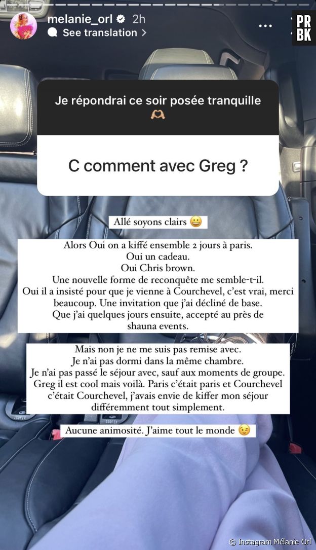 Mélanie Orl affirme qu'elle n'est pas en couple avec Greg Yega