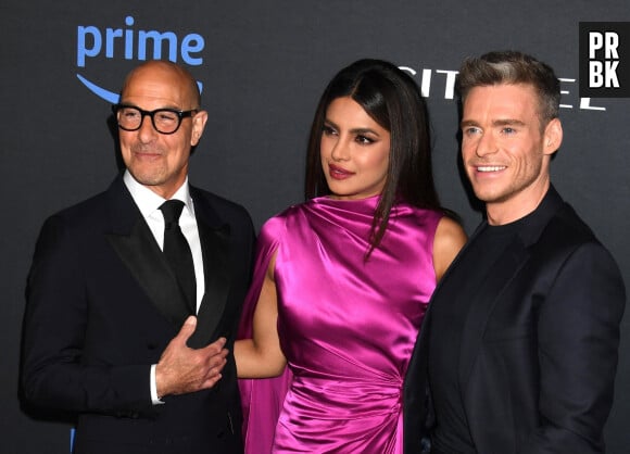 Stanley Tucci, Priyanka Chopra Jonas et Richard Madden à la première de la série "Citadel" à Los Angeles, le 25 avril 2023.  Celebrities at the premiere of "Citadel" in Los Angeles. April 25th, 2023. 