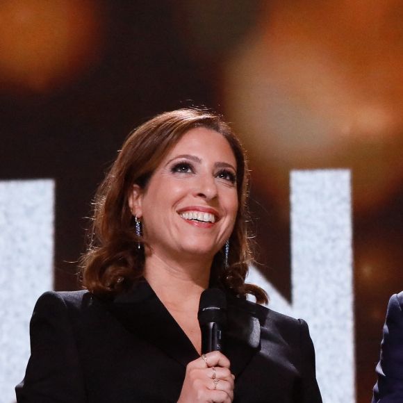 Exclusif - Léa Salamé, Stéphane Bern lors de l'émission "Unis face au séisme" à l'Olympia diffusée en direct sur France 2 le 14 mars 2023. © Christophe Clovis/ Cyril Moreau / Bestimage 