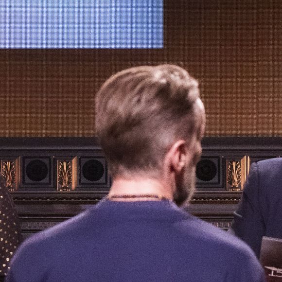 Exclusif - Léa Salamé, Laurent Ruquier sur le plateau de l'émission OEED (On Est En Direct) présentée par L.Salamé et L.Ruquier à Paris, France, le 19 mars 2022. © Jack Tribeca/Bestimage