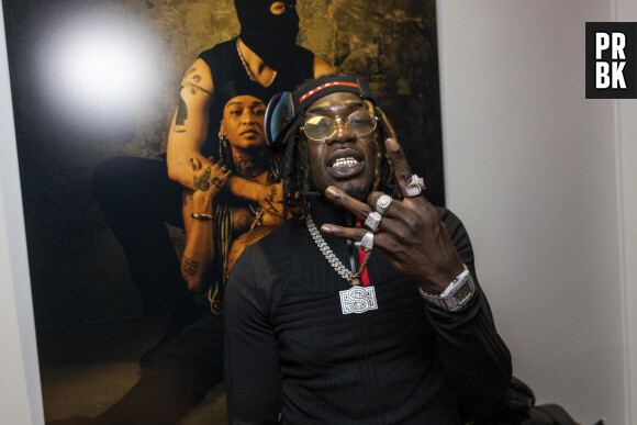 Exclusif - Le rappeur Gazo - Vernissage de l'exposition "Tunnel" des photographes Fifou et Ciesay à Paris le 20 janvier 2022. © Cyril Moreau/Bestimage