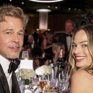 Brad Pitt et Margot Robbie à la 80ème cérémonie des Golden Globes, au "Beverly Hilton" à Los Angeles, le 10 janvier 2023. © HFPA via The Grosby Group / Bestimage 