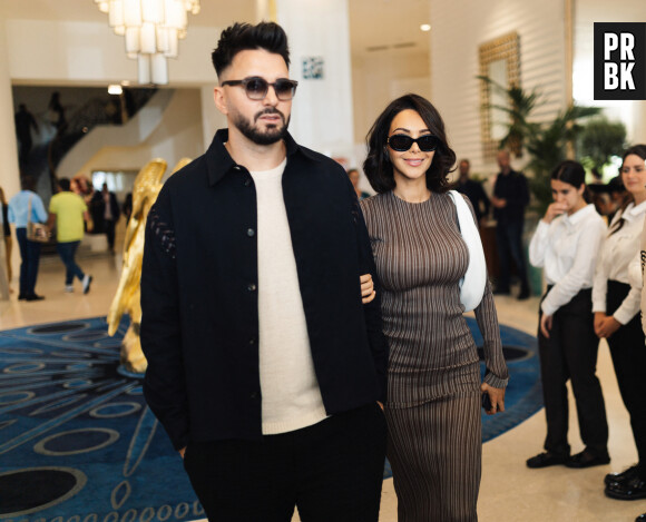 Nabilla et son mari Thomas Vergara à la sortie de l'hôtel "Martinez" lors du 76ème Festival International du Film de Cannes, le 23 mai 2023. © Da Silva / Perusseau / Bestimage 