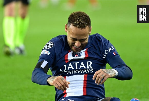 Blessure de Neymar Jr ( 10 - PSG ) - - Match de 8ème de finale aller de la Ligue Des Champions 2023 (LDC) "PSG - Bayern Munich (0-1)" au Parc Des Princes, le 14 février 2023.