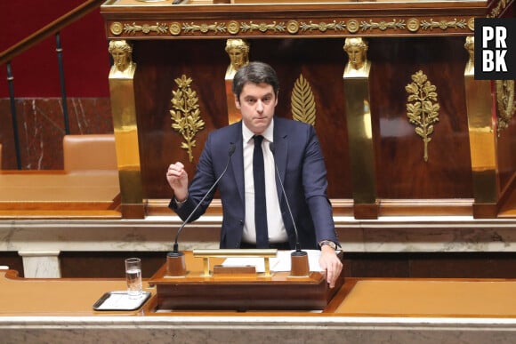 Gabriel Attal Ministre délégué auprès du ministre de l'Économie, des Finances et de la Souveraineté industrielle et numérique, chargé des Comptes publics - Premier jour de discussion à l'Assemblée Nationale du projet de réformes des retraites. Le 6 février 2023 © Jonathan Rebboah / Panoramic / Bestimage