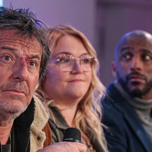 Jean-Luc Reichmann, Lola Dublini, Stomy Bugsy - Rencontre avec l'équipe de la série "Léo Matteï" lors du Festival Séries Mania à Lille le 19 mars 2023. © Stéphan Vansteenkiste/Bestimage
