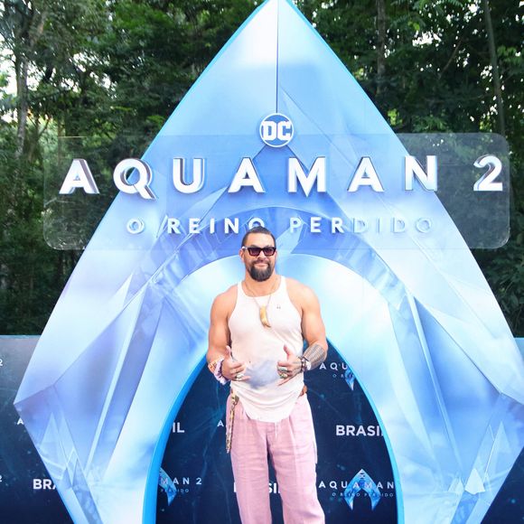 Jason Momoa poses for photos for the press this Saturday afternoon 2. They participate in CCXP23 on the last day of the event, Sunday, to promote the film in Sao Paulo, Brazil, on December 2, 2023. © Imago/Panoramic/Bestimage 