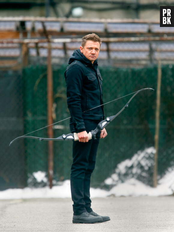 Jeremy Renner sur le tournage de la série Hawkeye à New York le 8 décembre 2020.