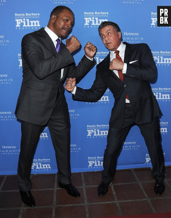 Rétro - L’acteur US, Carl Weathers (Apollo Creed dans Rocky, Pradator, The Mandalorian...) est décédé à l’âge de 76 ans - New York, NY - Carl Weathers, who starred as Apollo Creed in the first four Rocky films and appeared in Predator, The Mandalorian, Happy Gilmore, Action Jackson and dozens of other films and TV shows, died Tuesday, his family announced. He was 76. Pictured: Carl Weathers and Sylvester Stallone 