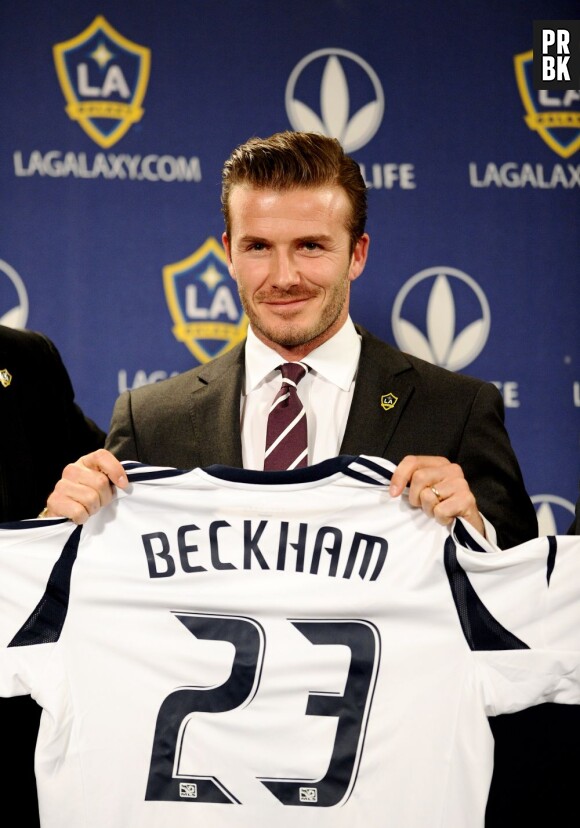 David Beckham avec son maillot de foot