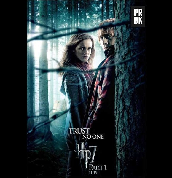 Hermione et Ron sur une affiche d'Harry Potter et les reliques de la mort