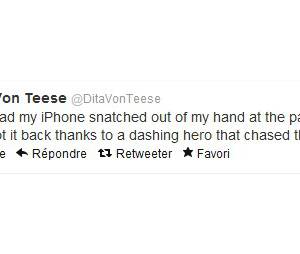 Dita Von Teese raconte l'affaire sur Twitter