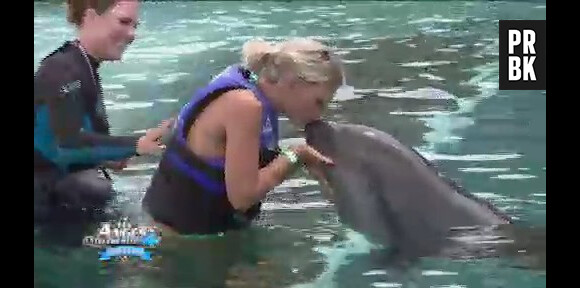 Amélie embrasse le dauphin