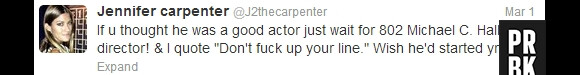 Jennifer Carpenter adore Michael C. Hall en tant que réalisateur