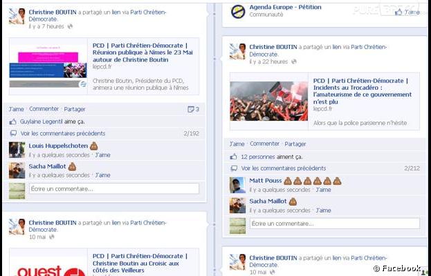Des crottes virtuelles ont attaqué le profil Facebook de Christine Boutin