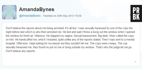 Sur Twitter, Amanda Bynes accuse un policier de l'avoir agressé sexuellement