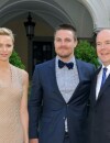 Stephen Amell, le Prince Albert et Charlene Wittstock lors du Festival de télévision de Monte Carlo 2013
