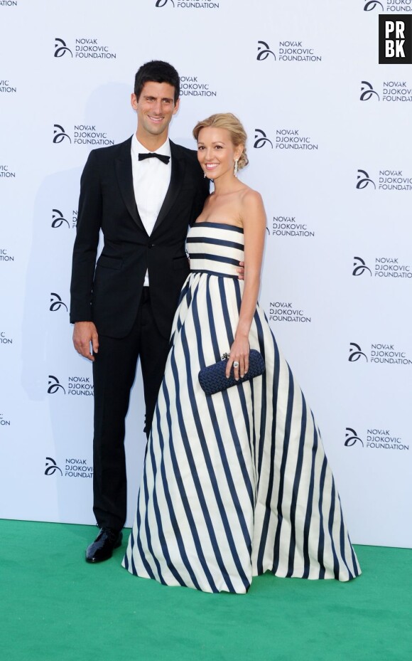 Novak Djokovic et Jelena Ristic lors de la soirée de charité en faveur de sa fondation le 8 juillet 2013.