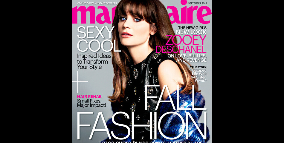 Zooey Deschanel en Une de l&#039;édition américaine de Marie Claire pour le mois de septembre 2013