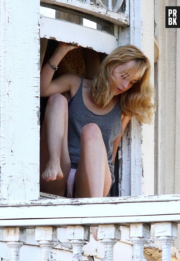 Dakota Johnson sur le tournage du film Cymbelin le 4 septembre 2013 à New York