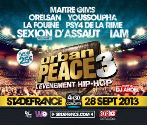 Urban Peace 3 avec IAM, Youssoupha, La Fouine, Orelsan, Sexion d'Assaut et Psy 4 de la Rime le 28 septembre 2013 au Stade de France