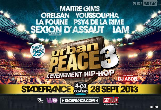 Urban Peace 3 avec IAM, Youssoupha, La Fouine, Orelsan, Sexion d'Assaut et Psy 4 de la Rime le 28 septembre 2013 au Stade de France