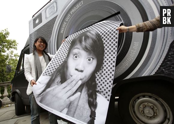 JR et son camion photomaton, le 7 octobre 2013 à Londres