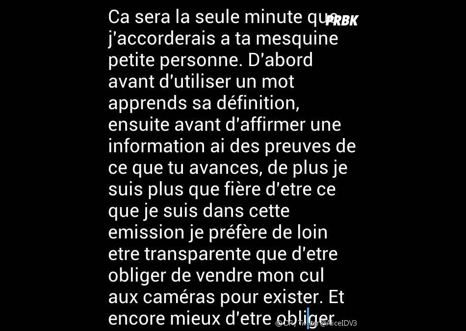 L Ile Des Verites 3 Coup De Gueule D Alice Contre Ju Purebreak J'imagine qu'il en est de même dans la vie réelle quotidienne mais qu'elle est évidemment moins exposée. coup de gueule d alice contre ju