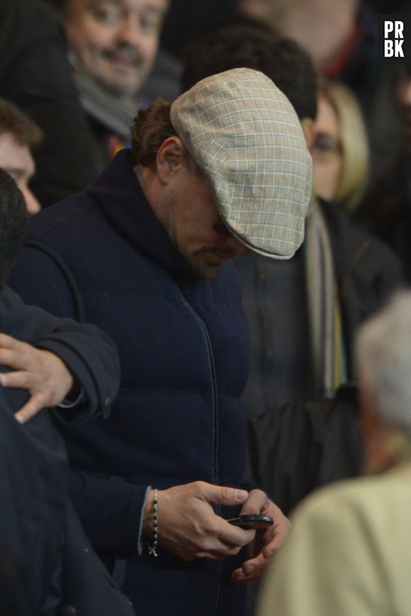 Leonardo DiCaprio pendant PSG VS Anderlecht, le 5 novembre 2013 au Parc des Princes