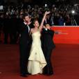 Josh Hutcherson, Liam Hemsworth et Jennifer Lawrence à l'avant-première d'Hunger Games l'embrasement à Rome le 14 novembre 2013