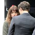Fifty Shades of Grey : Jamie Dornan et Dakota Johnson en tournage, le 19 décembre 2013 à Vancouver