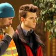 Glee saison 5 : Chris Colfer pendant le tournage de l'épisode 15, le 25 février 2014 à Los Angeles