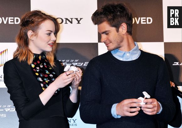 Emma Stone et Andrew Garfield font la promo de The Amazing Spider-Man 2, le 31 mars 2014 à Tokyo