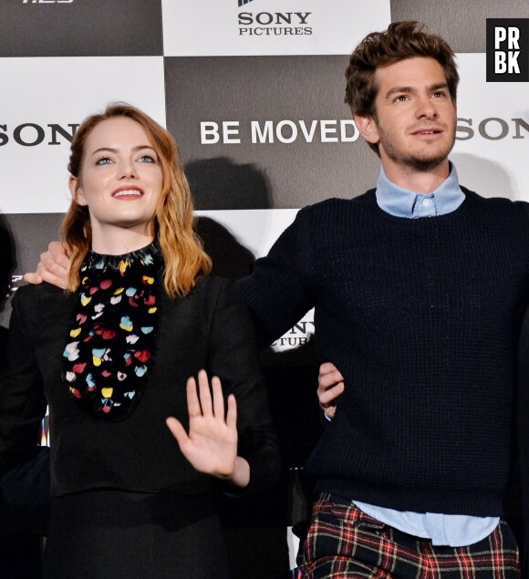 Emma Stone et Andrew Garfield : couple souriant à Tokyo pour la promo de The Amazing Spider-Man 2, le 31 mars 2014