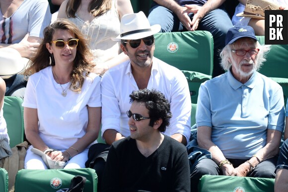 Ary Abittan avec Mademoiselle Agnès et Pierre Richard à Roland Garros, le vendredi 6 juin 2014