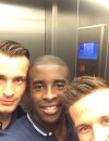 Mathieu Debuchy, Rio Mavuba et Yohan Cabaye après la victoire des Bleus, le 8 juin 2014 au stade Pierre Mauroy à Lille