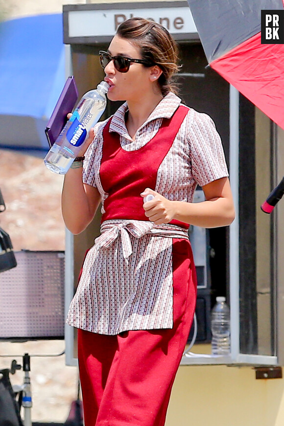 Lea Michele sur le tournage de l'épisode 6 de la saison 7 de Sons of Anarchy, le 29 juillet 2014 à Los Angeles