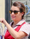  Lea Michele souriante sur le tournage de l'&eacute;pisode 6 de la saison 7 de Sons of Anarchy, le 29 juillet 2014 &agrave; Los Angeles 
