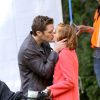 Glee saison 6 : bisou pour Will et Emma sur le tournage, le 19 novembre 2014 à Los Angeles