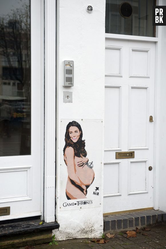 Kate Middleton enceinte et nue sur un graffiti signé Pegasus à Londres, novembre 2014