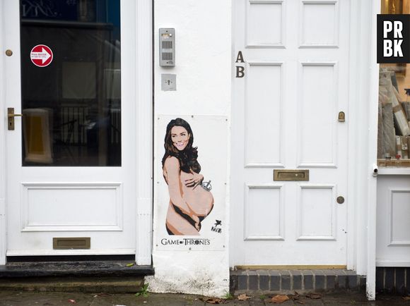 Kate Middleton enceinte et nue sur un graffiti signé Pegasus à Londres, novembre 2014