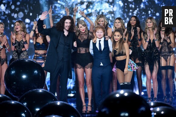 Hozier, Taylor Swift, Ed Sheeran et Ariana Grande au défilé Victoria's Secret 2014 à Londres, le 2 décembre 2014