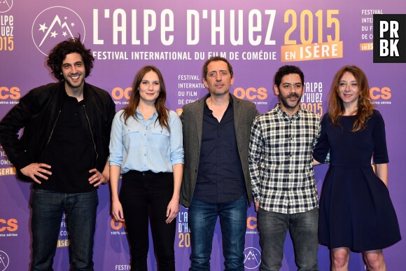 Max Boublil, Ana Girardot, Gad Elmaleh, Manu Payet et Sylvie Testud à la cérémonie d'ouverture du Festival du film de comédie de l'Alple d'Huez, le 14 janvier 2015