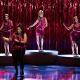 Glee saison 6, épisode 6 : Mercedes (Amber Riley), Rachel (Lea Michele), Santana (Naya Rivera) et Brittany (Heather Morris) sur une photo