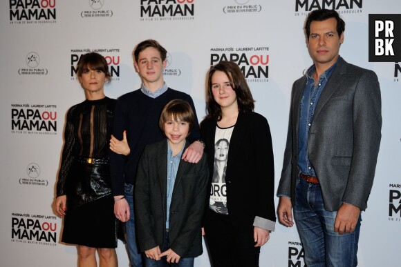 Marina Foïs, Laurent Lafitte et leurs enfants de cinéma à l'avant-première de Papa ou Maman, le 26 janvier 2015 à Paris