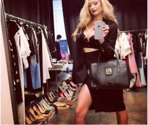 Paris Hilton dans les coulisses d'un shooting, le 1er f&eacute;vrier 2015 sur Instagram