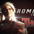 Laurent Romejko dans la peau de Thor, dans la météo d'Alison Wheeler spécial Avengers, le 22 avril 2015, sur Canal +