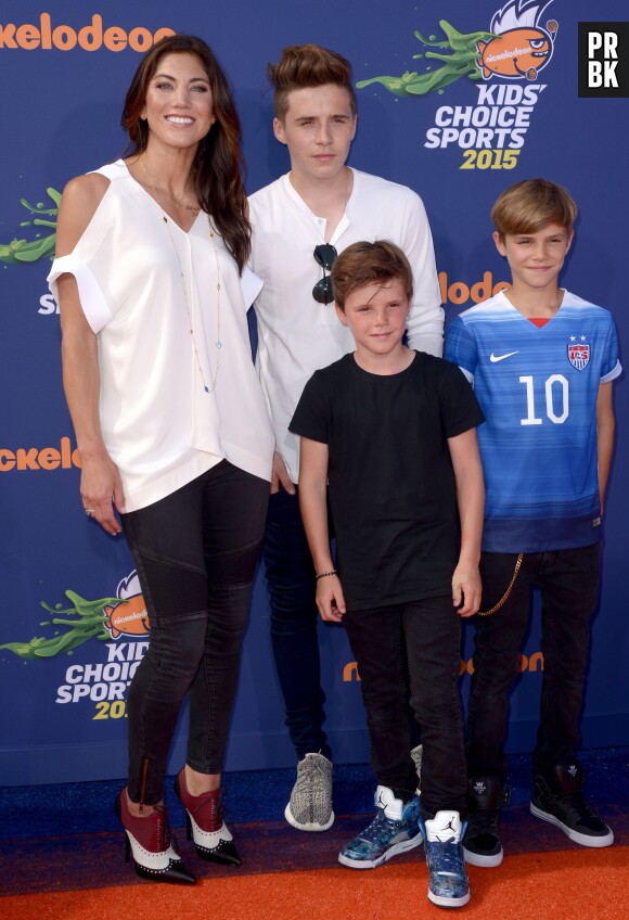 Romeo, Brooklyn et Cruz Beckham et Hope Solo au Nickelodeon Kids' Choice Sports Awards 2015 à Los Angeles aux USA le jeudi 16 juillet