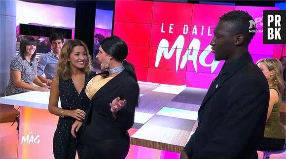 Benoit Dubois déguisé en Kim Kardashian dans le Daily Mag sur NRJ12, le 7 septembre 2015